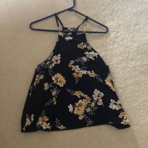 NEVER WORN Floral high-neck tank w/ open back